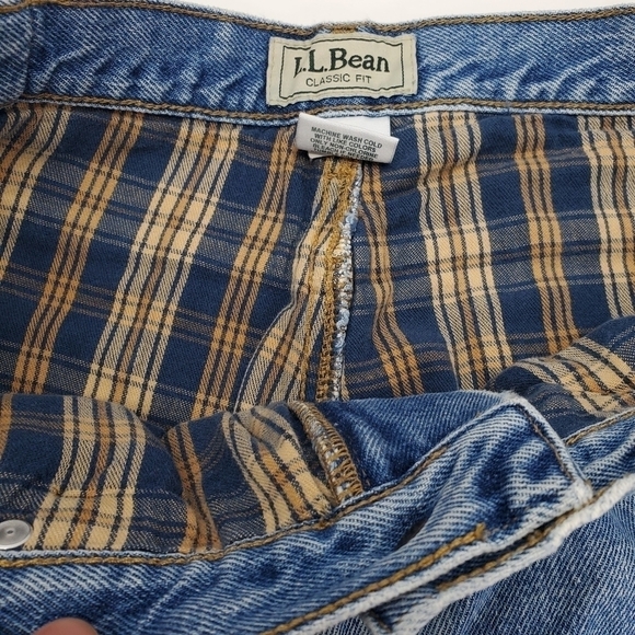 L.L.Bean Men's Double L® Jeans Natural Fit  Flannel-Lined 33 x 34 Blue - Picture 9 of 15